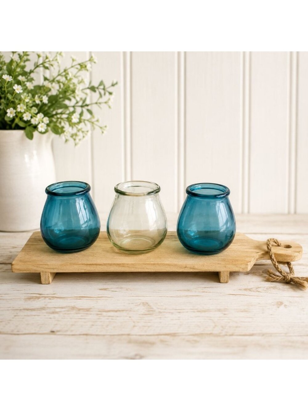 Coastal Beach House Votive Candle Holder Set Rustic Wooden Lake Tray Patio Decor